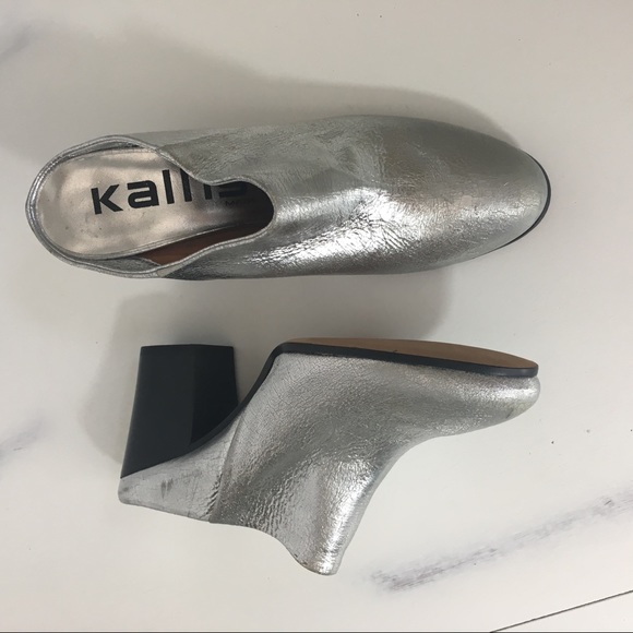 Kalliste Metallic Silver Backless Slip-ons EUR 37 - Picture 4 of 8